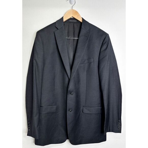 Calvin Klein Wool Blazer Two Button Charcoal Gray Business Jacket Size 40L - Picture 2 of 7